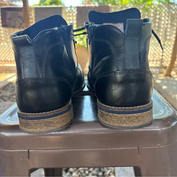 Steve Madden Black Leather Lace-Up Boots