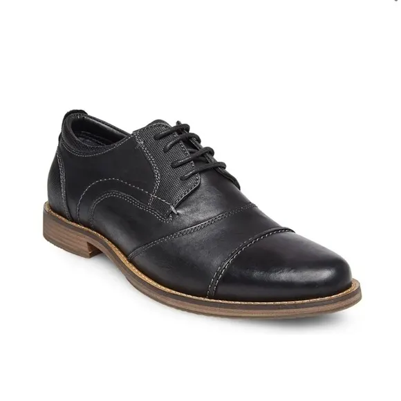 Steve Madden Black Pinsen Cap Toe Derby 416