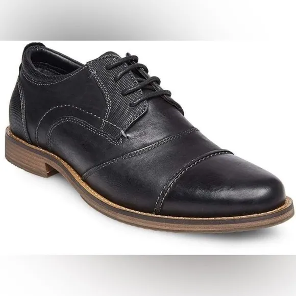 Steve Madden Black Pinsen Cap Toe Derby 416