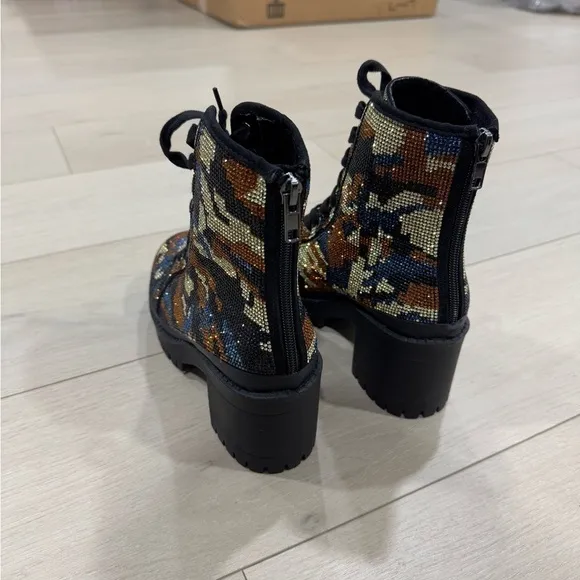 Steve Madden Camo Multicolor Lace-Up Ankle Boots