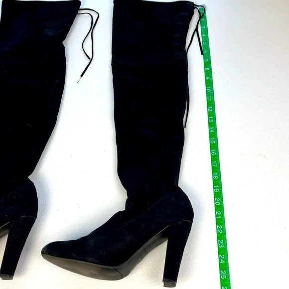 Steve Madden Gorgeous Black Suede Over the Knee Heeled Tie Lace Tall Boots 7.5