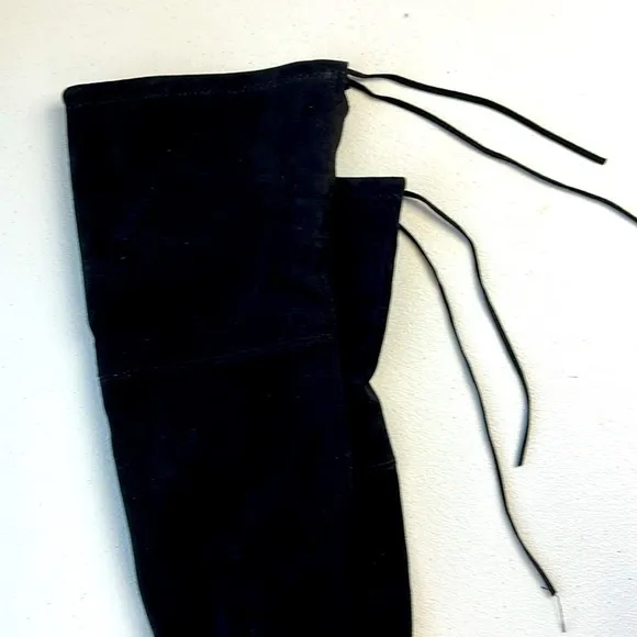Steve Madden Gorgeous Black Suede Over the Knee Heeled Tie Lace Tall Boots 7.5