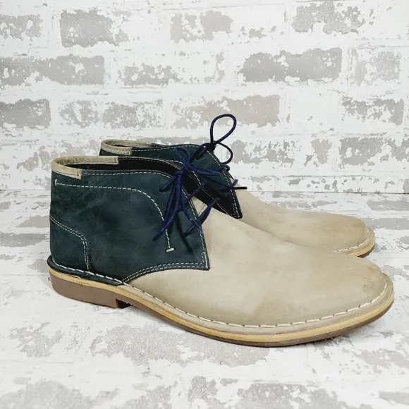Steve Madden Harsen 660 Grey Multi Leather Men’s Lace Up Chukka Boots E678