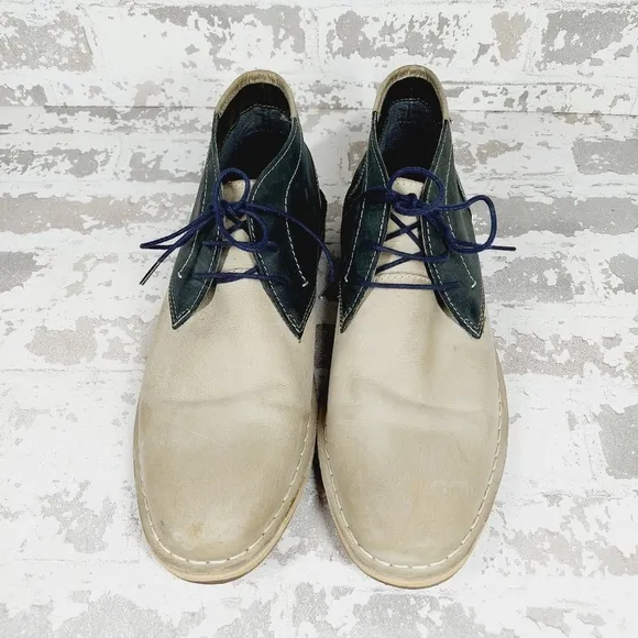 Steve Madden Harsen 660 Grey Multi Leather Men’s Lace Up Chukka Boots E678