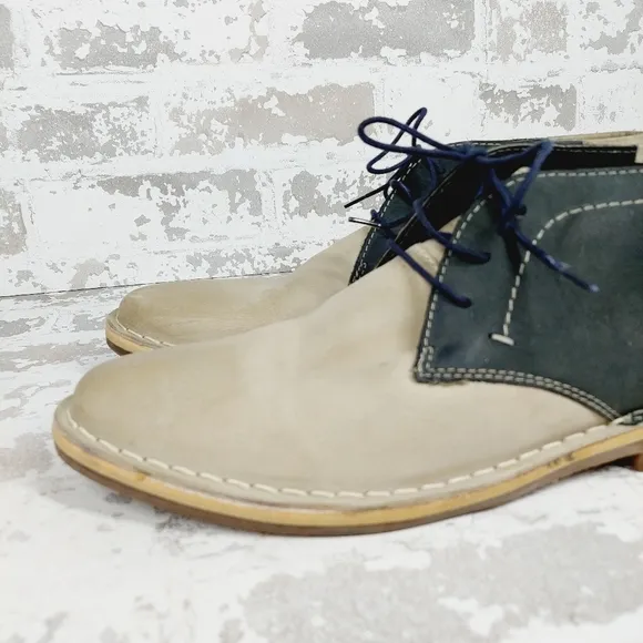 Steve Madden Harsen 660 Grey Multi Leather Men’s Lace Up Chukka Boots E678