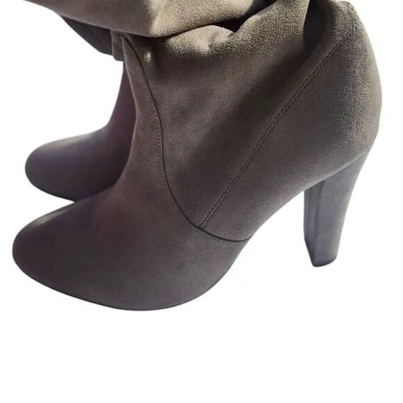 Steve Madden NWOT Taupe Over-The-Knee Faux Suede High Heel Block‎ Boots Sz 8