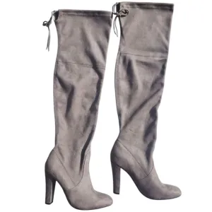 Steve Madden NWOT Taupe Over-The-Knee Faux Suede High Heel Block‎ Boots Sz 8