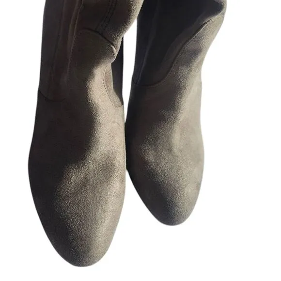 Steve Madden NWOT Taupe Over-The-Knee Faux Suede High Heel Block‎ Boots Sz 8