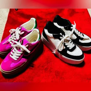 Steve Madden Pink and Black Sneakers Set Sz 7 Comfy Fit Platform