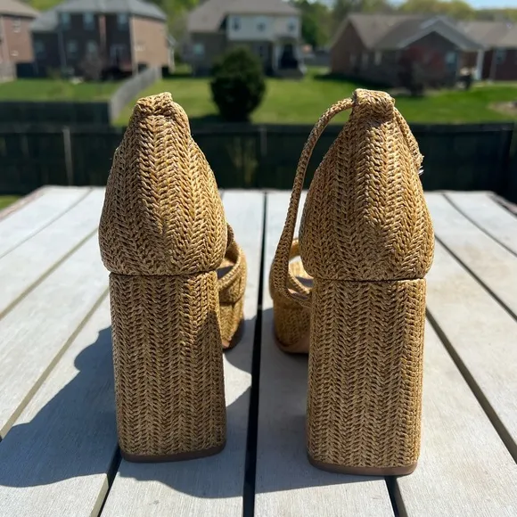 Steve Madden Solve Natural Raffia Heeled Sandals