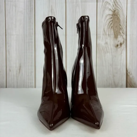 Steve Madden Ticker Boots Retro Funky Flare Chunky Heel Ankle Boot Brown Size 6