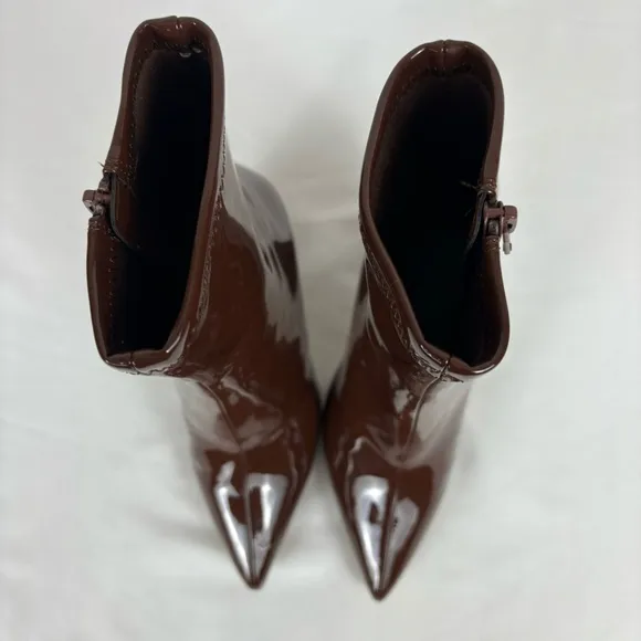 Steve Madden Ticker Boots Retro Funky Flare Chunky Heel Ankle Boot Brown Size 6