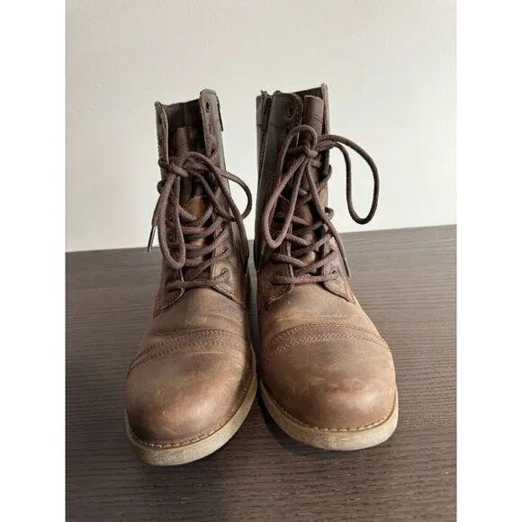 Steve Madden Troopah-C Brown Side Zip Boots Men’s 8 Combat Leather Shoes