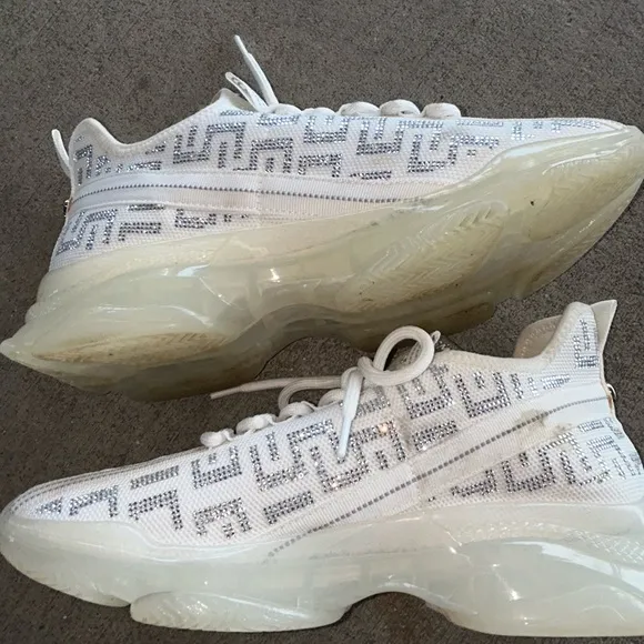 Steve Madden White and Silver Athletic Shoes