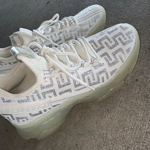 Steve Madden White and Silver Athletic Shoes