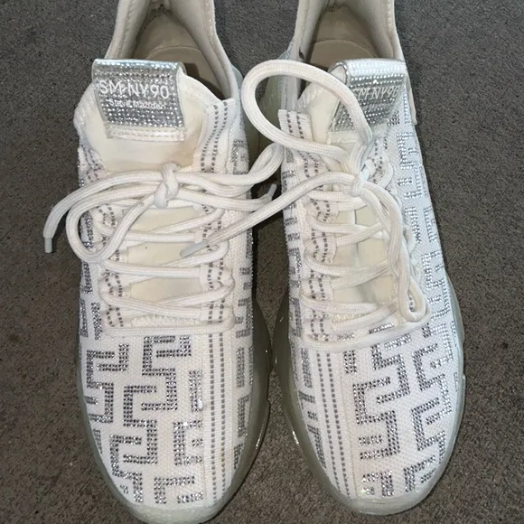Steve Madden White and Silver Athletic Shoes