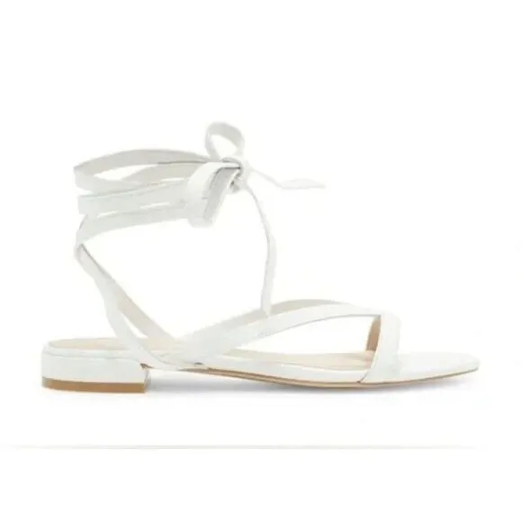 Stewart Weitzman Anita White Leather Gladiator Sandals Size 6 US MSRP $395