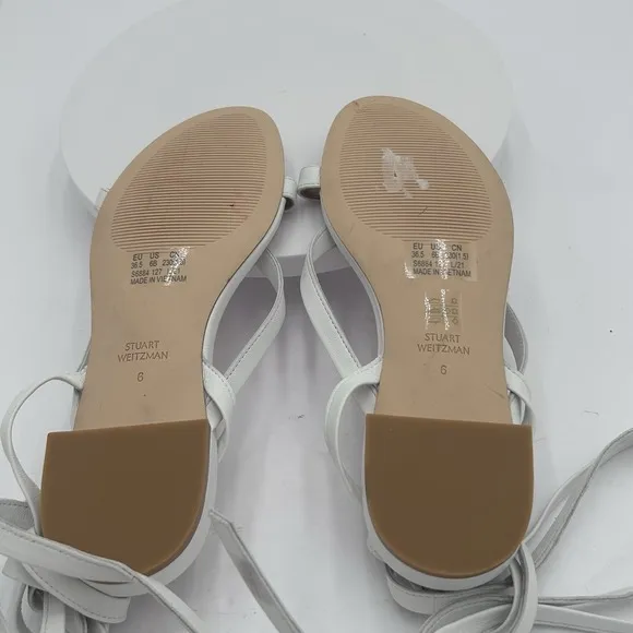 Stewart Weitzman Anita White Leather Gladiator Sandals Size 6 US MSRP $395