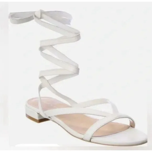 Stewart Weitzman Anita White Leather Gladiator Sandals Size 6 US MSRP $395