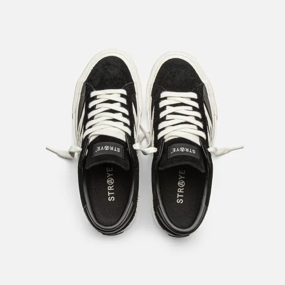 STRAYE Logan Black Flame Suede Low Top Skate Shoe