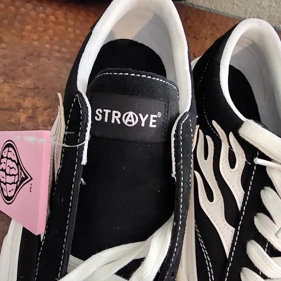 STRAYE Logan Black Flame Suede Low Top Skate Shoe