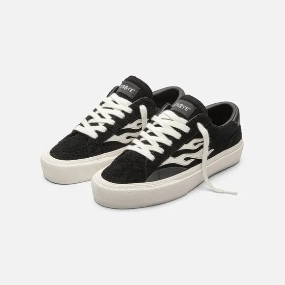 STRAYE Logan Black Flame Suede Low Top Skate Shoe