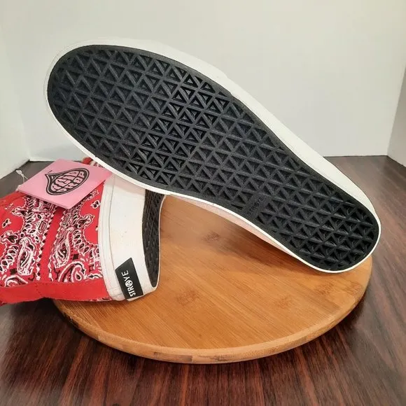 Straye Venice Mens Size 12 Shoes Red Rag Paisley Bandana Print Skate Sneakers