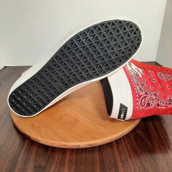 Straye Venice Mens Size 12 Shoes Red Rag Paisley Bandana Print Skate Sneakers