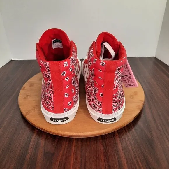 Straye Venice Mens Size 12 Shoes Red Rag Paisley Bandana Print Skate Sneakers