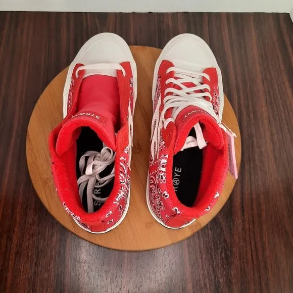 Straye Venice Mens Size 12 Shoes Red Rag Paisley Bandana Print Skate Sneakers
