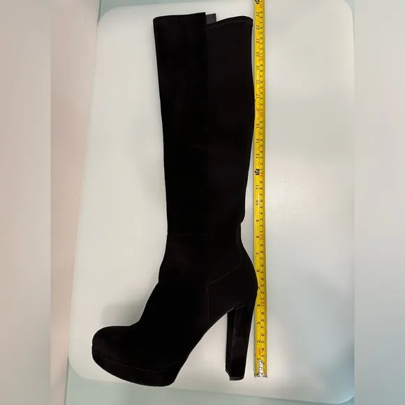 STUART WEITZMAN Authentic Suede and neoprene Black Knee boots