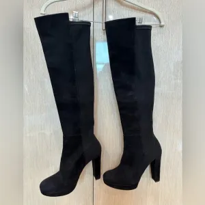 STUART WEITZMAN Authentic Suede and neoprene Black Knee boots