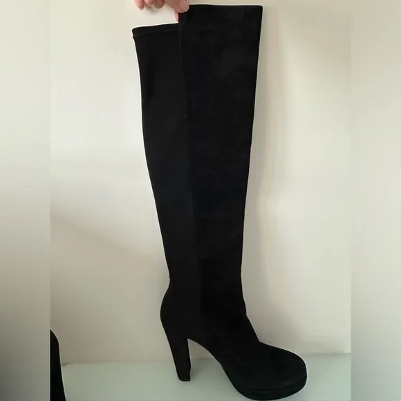 STUART WEITZMAN Authentic Suede and neoprene Black Knee boots