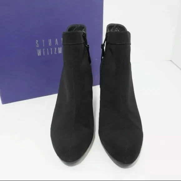 Stuart Weitzman Black Fabric Ankle Boots Heels