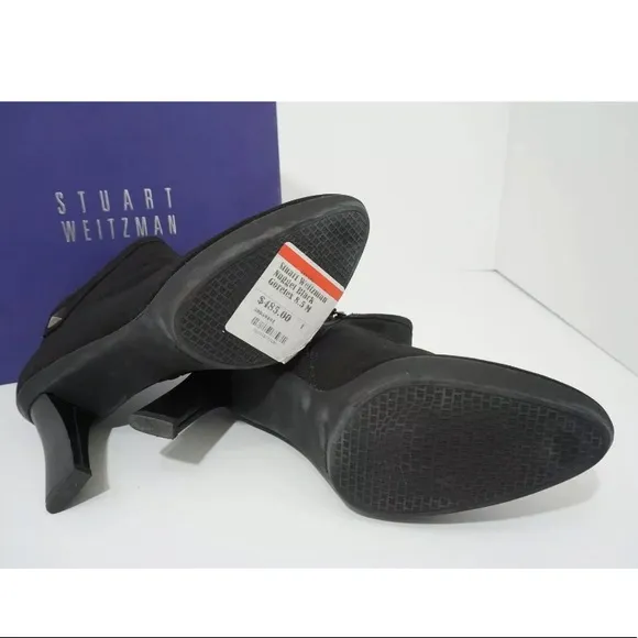 Stuart Weitzman Black Fabric Ankle Boots Heels