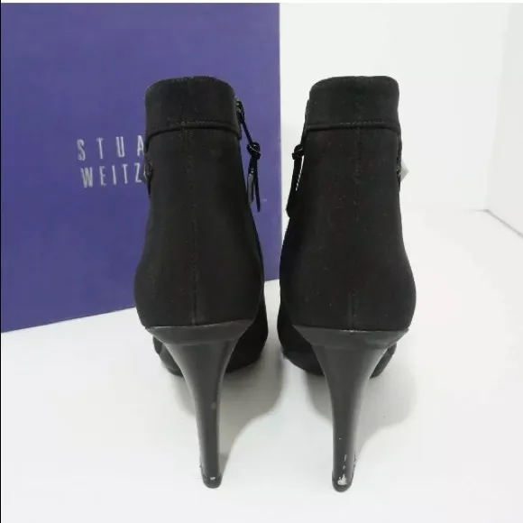 Stuart Weitzman Black Fabric Ankle Boots Heels