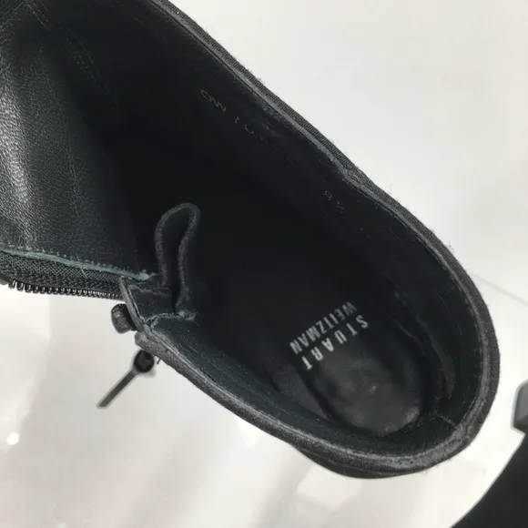 Stuart Weitzman Black Fabric Ankle Boots Heels