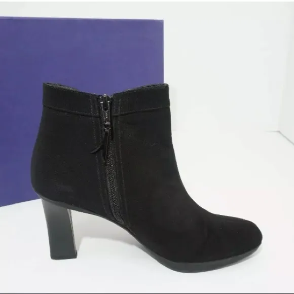 Stuart Weitzman Black Fabric Ankle Boots Heels