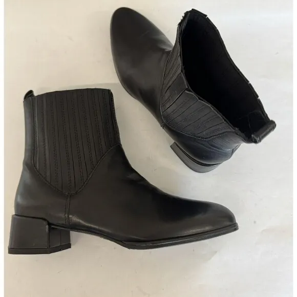 Stuart Weitzman Black Leather Flared Fashion Ankle Boots Elastic Shaft Women 6.5