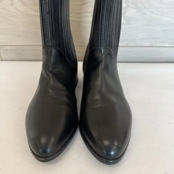 Stuart Weitzman Black Leather Flared Fashion Ankle Boots Elastic Shaft Women 6.5