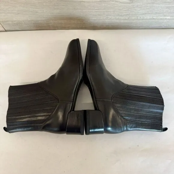 Stuart Weitzman Black Leather Flared Fashion Ankle Boots Elastic Shaft Women 6.5