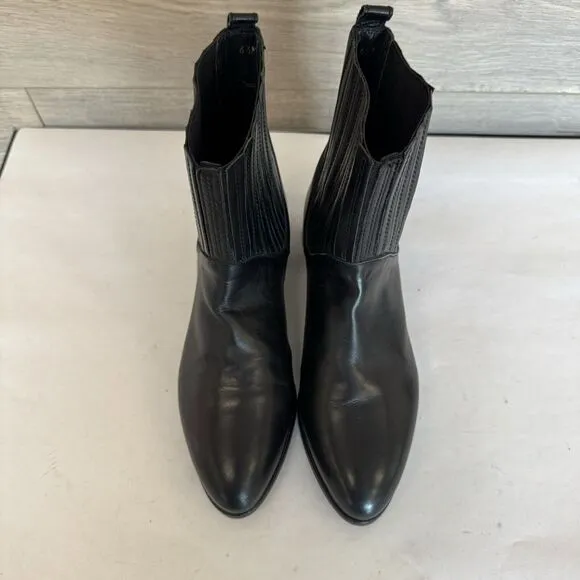 Stuart Weitzman Black Leather Flared Fashion Ankle Boots Elastic Shaft Women 6.5