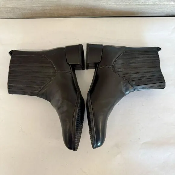 Stuart Weitzman Black Leather Flared Fashion Ankle Boots Elastic Shaft Women 6.5