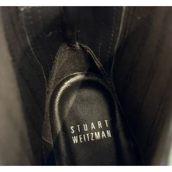 Stuart Weitzman Black Leather Flared Fashion Ankle Boots Elastic Shaft Women 6.5