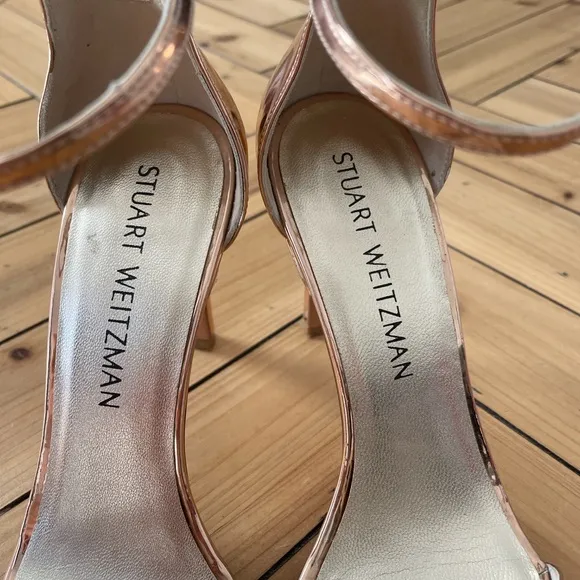 Stuart Weitzman Gold / Rose Gold DANCER 95 ANKLE SANDAL Strap Size 6.