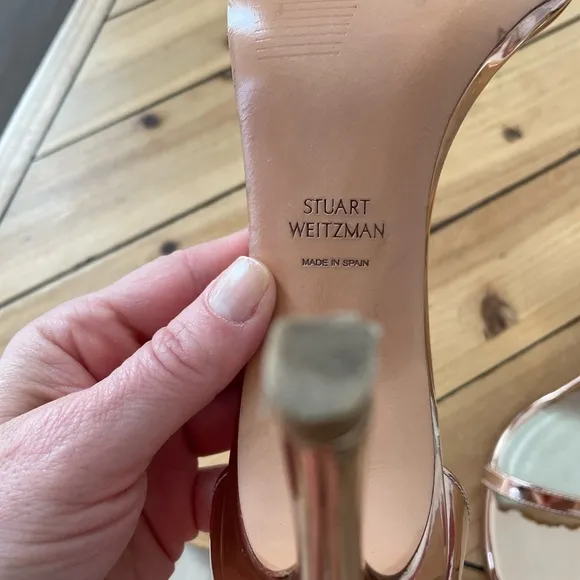 Stuart Weitzman Gold / Rose Gold DANCER 95 ANKLE SANDAL Strap Size 6.