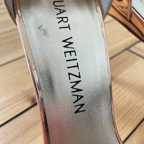 Stuart Weitzman Gold / Rose Gold DANCER 95 ANKLE SANDAL Strap Size 6.