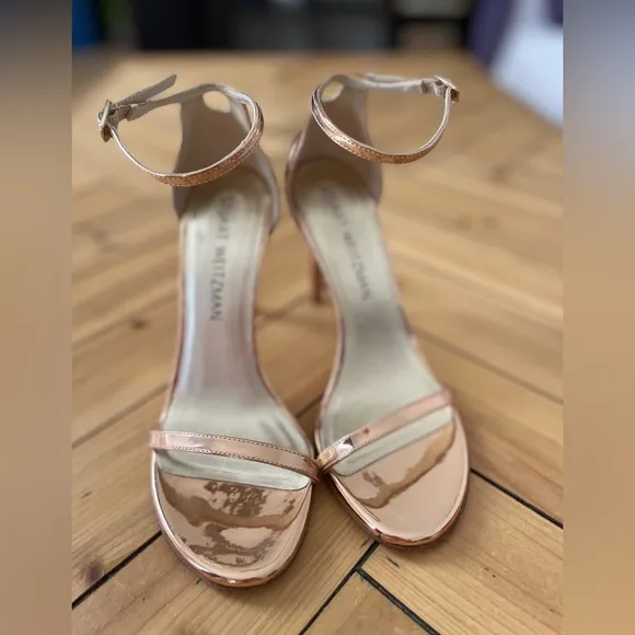 Stuart Weitzman Gold / Rose Gold DANCER 95 ANKLE SANDAL Strap Size 6.
