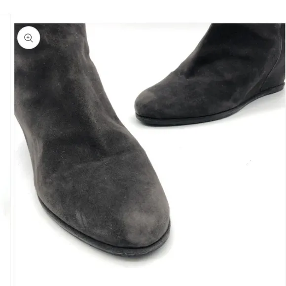 stuart weitzman gray wedge boots otk 7 $450 Y2k spring boho suede  party formal