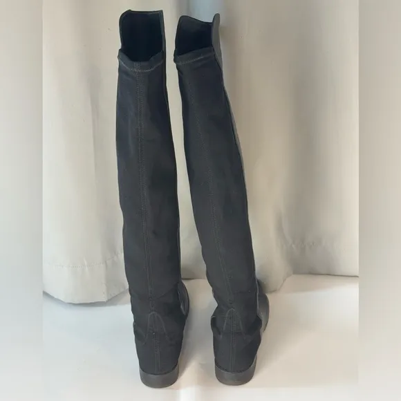 STUART WEITZMAN ICONIC 50/50 BLACK LEATHER OVER THE KNEE EASY PULL ON BOOTS SZ 7